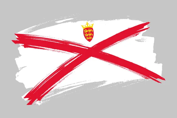 Flaga Jersey Wyspa Samorządna Brytyjska Zależność Korony Koncepcja Szczotki Jersey — Wektor stockowy