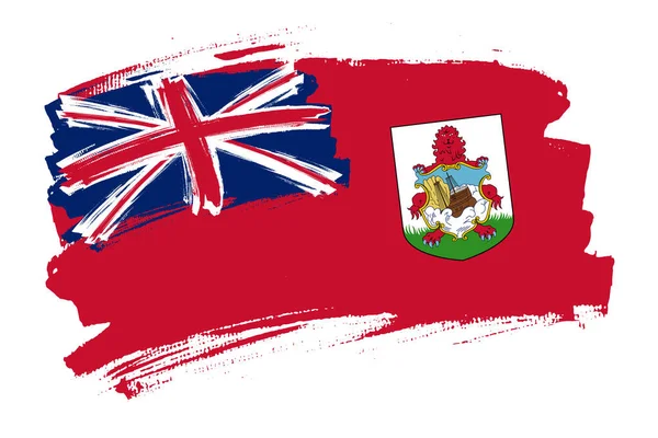 Bandera Bermudas Territorio Británico Ultramar Concepto Pincel Banner Vector Horizontal — Vector de stock