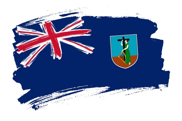 Bandera Montserrat Territorio Británico Ultramar Concepto Pincel Banner Vector Horizontal — Vector de stock
