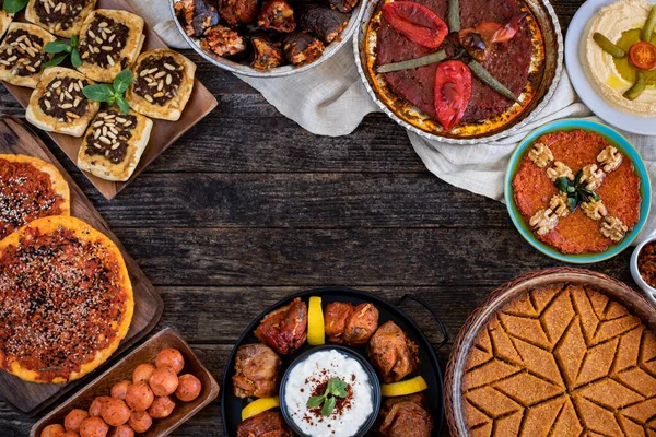 Nombreux Types Nourriture Meze Sur Table Manger Aliments Locaux Nommés — Photo