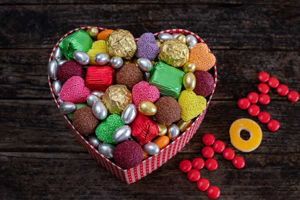 Chocolate Candy Heart Shape Happy Mothers Day — Stock Photo, Image