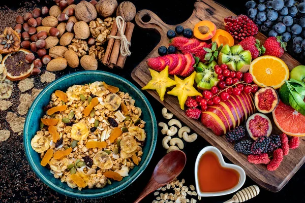 Breakfast Fresh Fruit Muesli — Stock Photo, Image