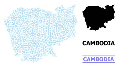Kar Taneleriyle Kamboçya 'nın Buz Kolajı Haritası