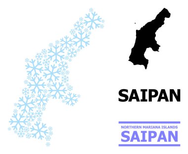 Kar Taneli Saipan Adası Kış Mozaik Haritası