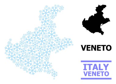 Kar Taneleri Venedik Bölgesi Taze Kolaj Haritası