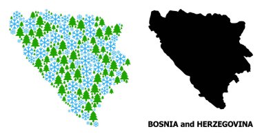 Bosna-Hersek 'in Kar Taneleri ve Firavun Ağaçlarıyla İlgili Yeni Yıl Kolajı Haritası