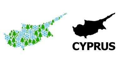 Kıbrıs Adasının Kar Taneleri ve firavun ağaçlarından oluşan Kış Kompozisyon Haritası