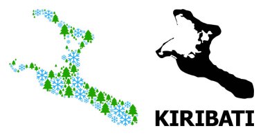 Kiribati Adası 'nın Yeni Yıl Kolajı Haritası Kar Taneleri ve Firavun Ormanı