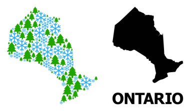 Ontario Eyaleti Yeni Yıl Mozaik Haritası Kar ve Firavun Ormanı ile