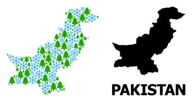 Pakistan 'ın Kar Taneleri ve Firavun Ormanı Kış Mozaik Haritası