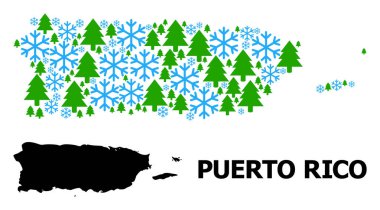 Kar ve firavun ağaçlarıyla Porto Riko 'nun Yeni Yıl Kolajı