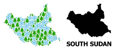 Güney Sudan 'ın Kar Taneleri ve Firavun Ormanı Kış Kompozisyon Haritası