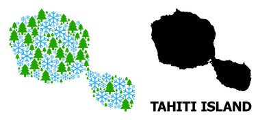 Kar ve Firavun Ormanı ile Tahiti Adası 'nın Yeni Yıl Mozaik Haritası