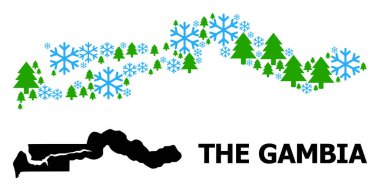 Kar Taneleri ve Orman Gambiya 'sının Yeni Yıl Kolajı