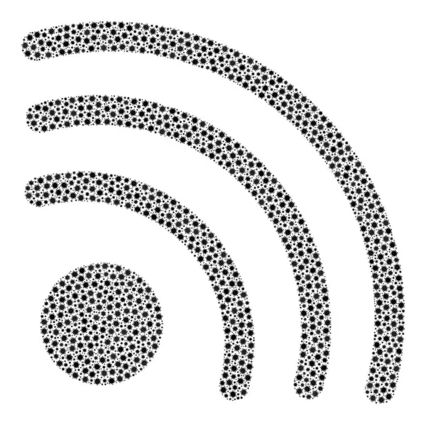 Icono de mosaico de señal Wi-Fi con elementos de infección por virus Covid — Archivo Imágenes Vectoriales