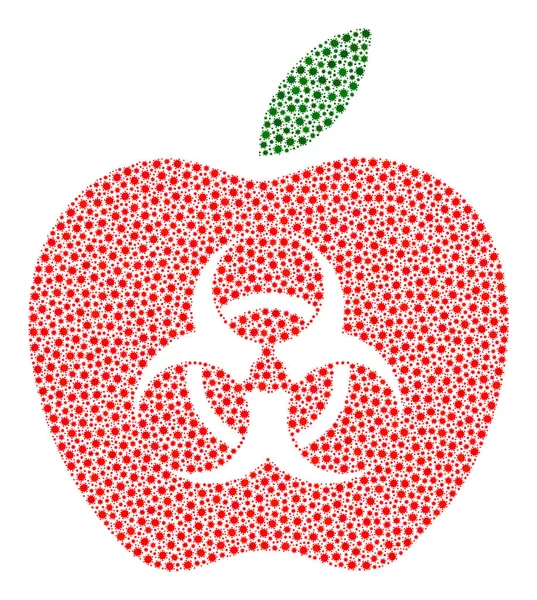 Infikované Apple Mosaic Ikona s Covid Virus Infection Items — Stockový vektor