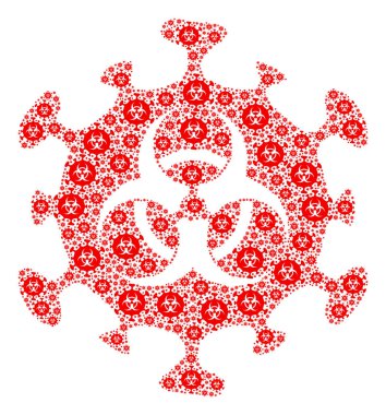 Biyolojik Tehlike Coronavirüs Simgesi Fraktal Kolajı