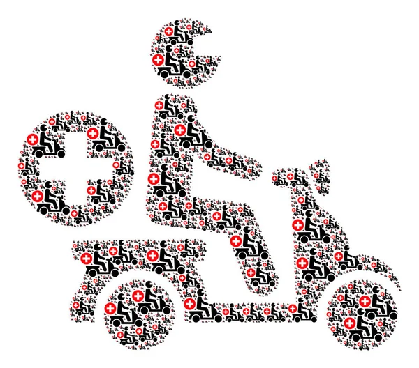 Docteur moto icône collage fractal — Image vectorielle