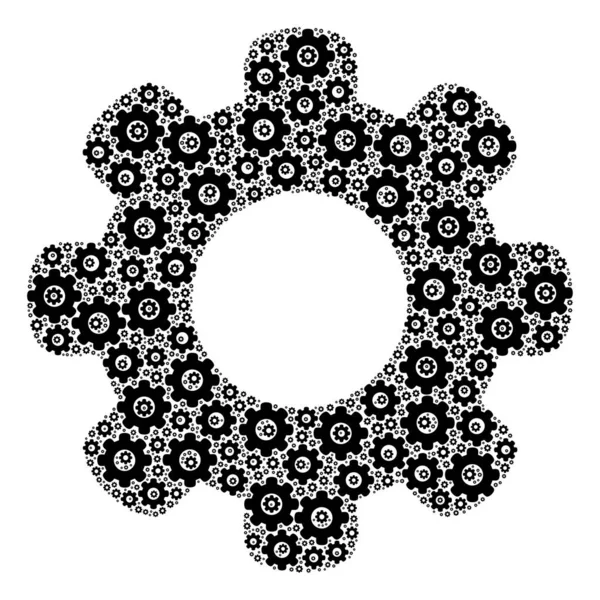 Gear Wheel Icon Recursive Composition — Stock Vector