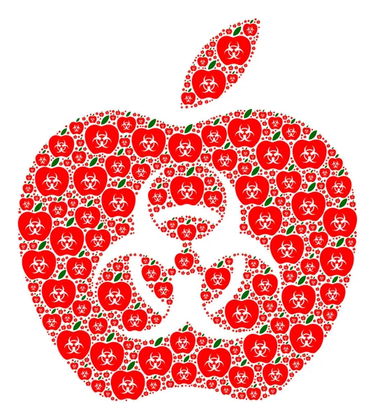 Composizione frattale infetta dell'icona della mela — Vettoriale Stock