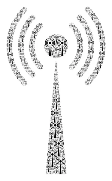 Radiotoren Pictogram Fractal Samenstelling — Stockvector