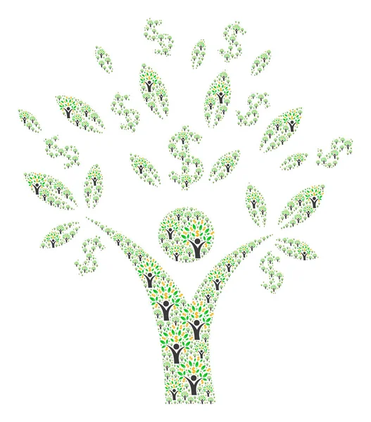 Dinheiro Árvore Homem Ícone Recursão Colagem — Vetor de Stock