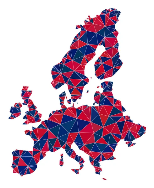 Dreieck-Mosaik-Karte der Euro-Union in amerikanischen Farben — Stockvektor