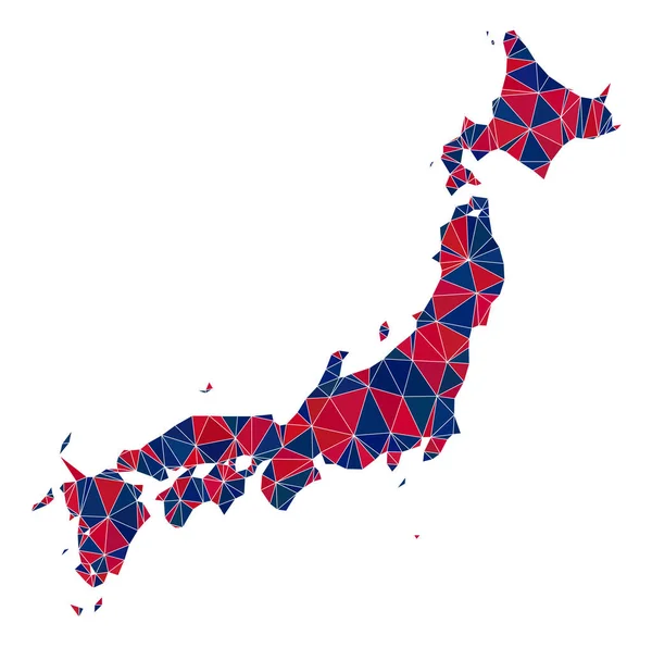 Dreieck-Mosaik-Karte von Japan in amerikanischen Farben — Stockvektor