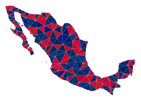 Треугольная карта Мексики в американских цветах — стоковый вектор