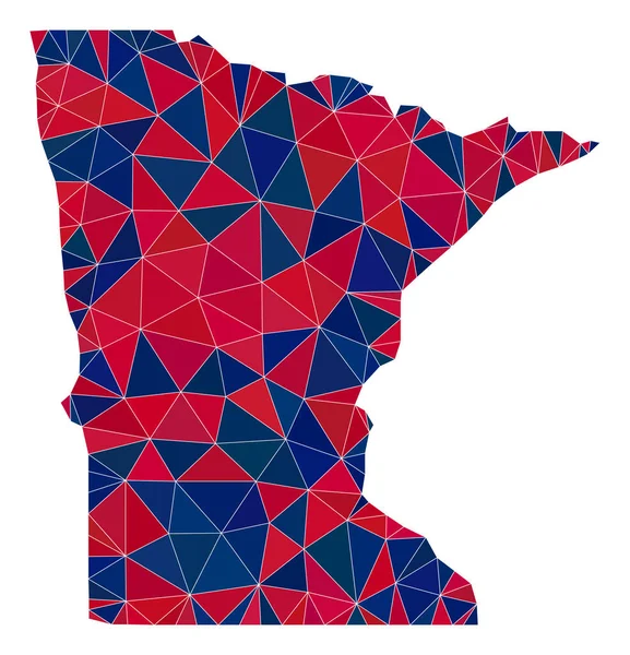 Triangolo Mosaico Mappa dello Stato del Minnesota in Colori Americani — Vettoriale Stock