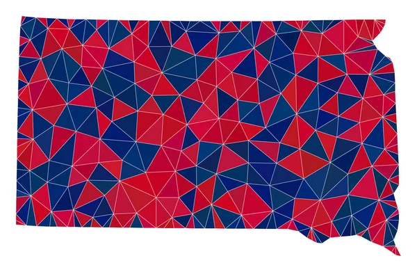 ( 영어 ) Triangle Mosaic Map of South Dakota State in American Colors — 스톡 벡터