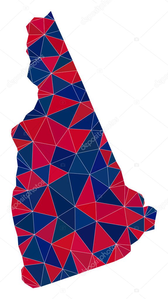 Triangle Mosaic Map of New Hampshire State in American Colors