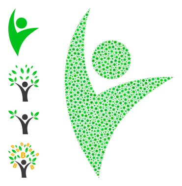 Coronavirüs Enfeksiyonu İkonlarıyla Eko-Adam Kolajı