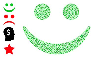 Küçük Virüs Enfeksiyonu Simgelerinin Mutlu Gülümseme Kompozisyonu