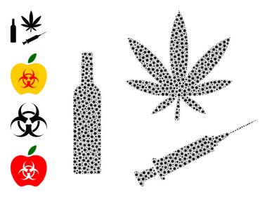 Coronavirüs Enfeksiyonu Simgeli Narkotik Uyuşturucu Mozaiği