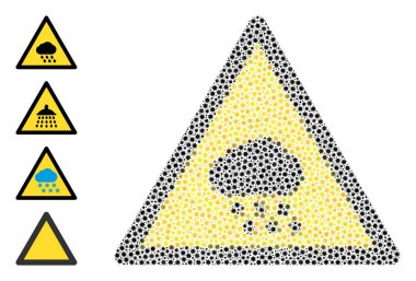 Kapalı Virüs Enfeksiyonu Simgeleri Yağmurlu Uyarı Kolajı