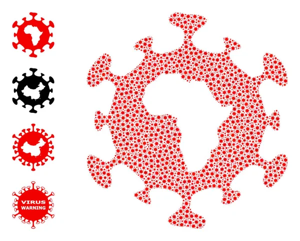 Afrikaanse Coronavirus Collage van Coronavirus Infectie Iconen — Stockvector