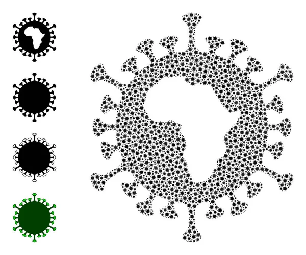 Afrikanische Virus-Zusammensetzung mit Covid Virus Infection Icons — Stockvektor