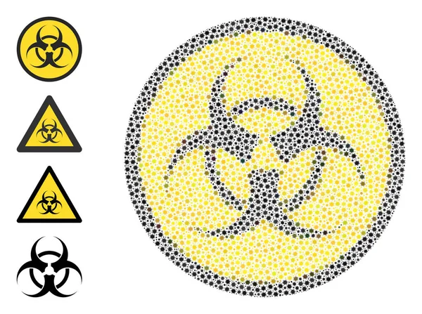 Biohazard nebezpečné složení s malými viry infekce ikony — Stockový vektor