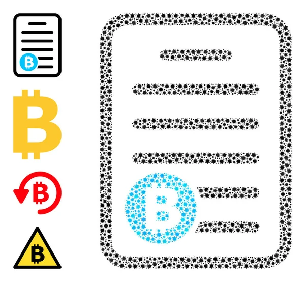 Colagem de lista de preços Bitcoin com ícones de infecção — Vetor de Stock