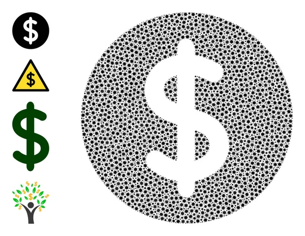 Colagem de preço do dólar com ícones de infecção por vírus Covid —  Vetores de Stock