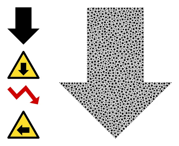 Fall-Pfeil-Collage mit Symbolen für kleine Virusinfektion — Stockvektor