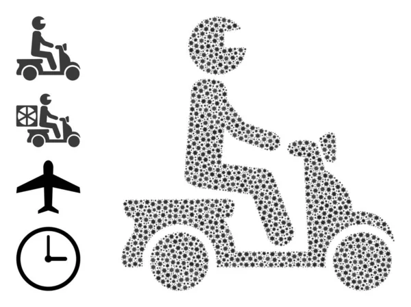 Mosaïque de conducteur de moto des icônes virulentes d'infection — Image vectorielle
