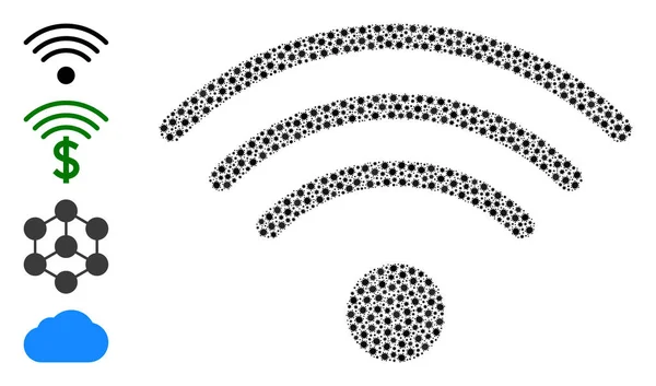 Источник Wi-Fi Коллаж икон коронавирусной инфекции — стоковый вектор
