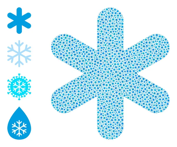 Mosaico semplice fiocco di neve con icone di infezione da Coronavirus — Vettoriale Stock