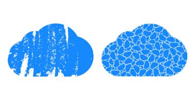 Bulut Simgesi Fraktal Mozaiği ve Grunge Kalıplı Simge