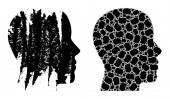 Man Profil ikona Rekurzivní koláž a Grunge texturované ikony
