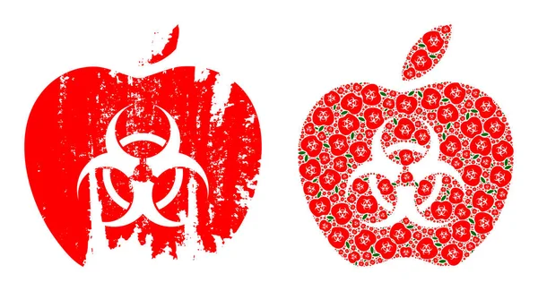 Nakažená ikona Apple Icon Fractal Collage and Grunge Texured Icon — Stockový vektor
