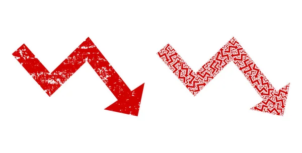 Recessão Seta Ícone Revisão Mosaic e Grunge texturizado Ícone —  Vetores de Stock