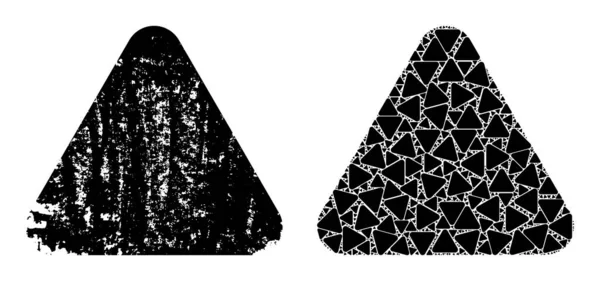 Zaoblený trojúhelník ikona rekurzivní mozaika a Grunge texturované ikony — Stockový vektor